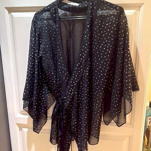 Rajo Laurel Black beaded kimono style mesh wrap cardigan 6